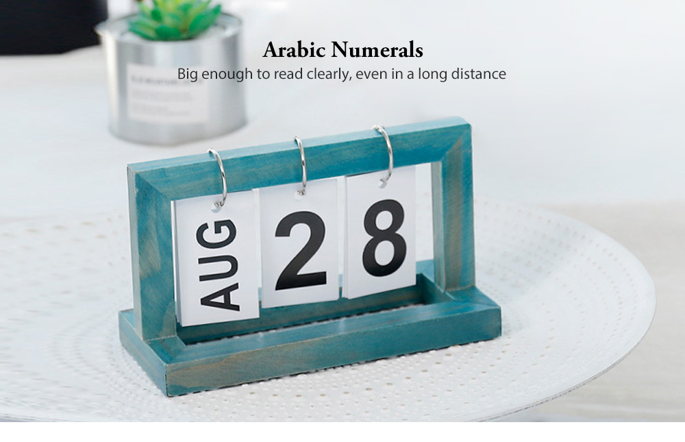 Portable Innovative Wooden Paging Desk Calendar for Home Office Art Decor
