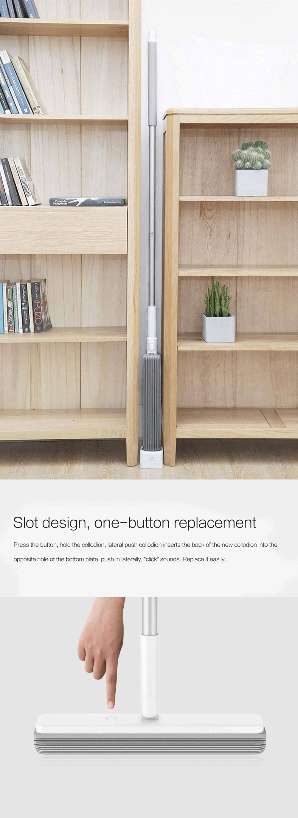 180-degree Rotating Standing Storage Space-saving Mop with Collodion Head from Xiaomi Youpin
