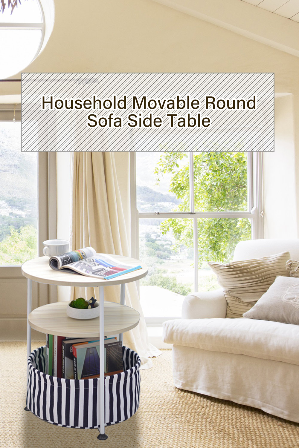 Household Movable Round Sofa Side Table