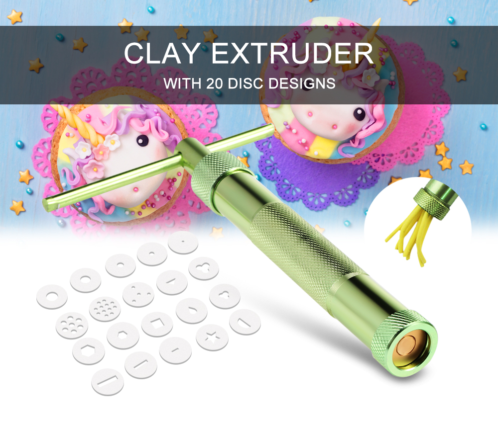 Clay Extruder with 20 Disc Designs Pottery Sculpture Modeling Fondant Cake Tool