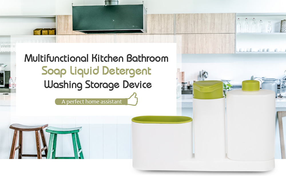 Multifunctional Kitchen Bathroom Soap Liquid Detergent Washing Storage Device