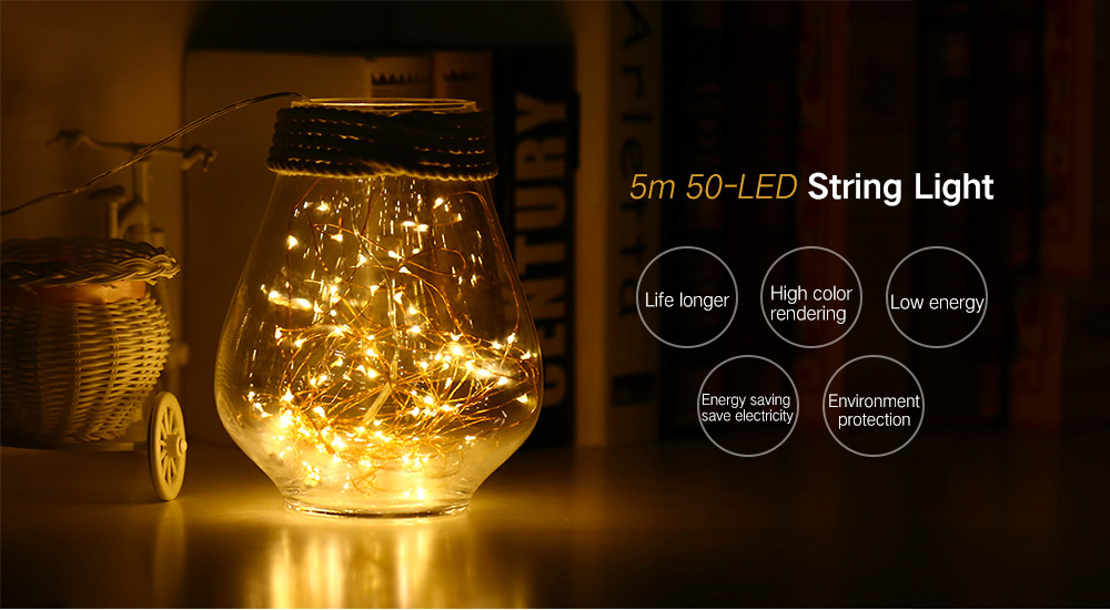 KPSSDD 5m 50-LED String Light with Battery Box for Decoration