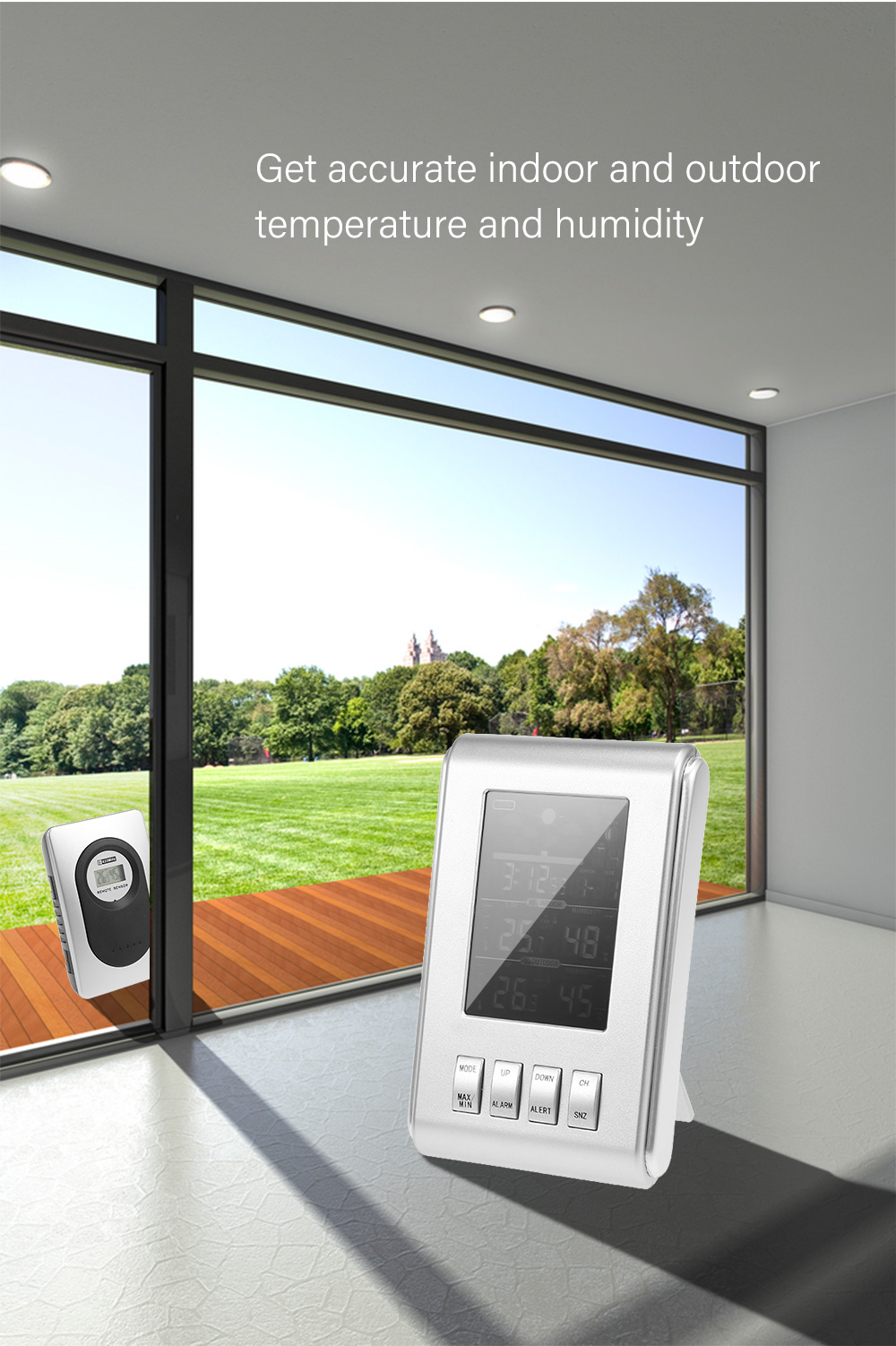 Wireless Weather Station Indoor Outdoor Temperature Humidity Digital Clock