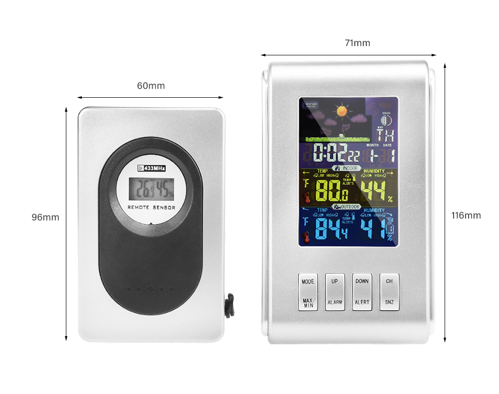 Wireless Weather Station Indoor Outdoor Temperature Humidity Digital Clock