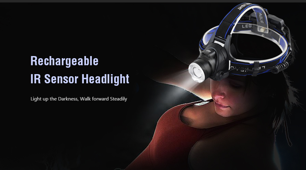 YWXLight 10W IR Sensor Headlights Aluminium Zoom Adjustable Head Lamp