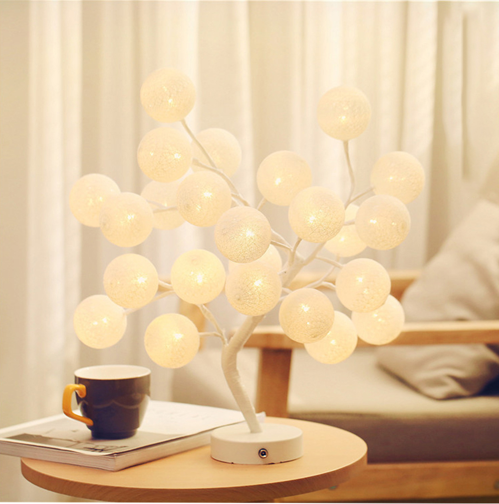 LED Cotton Ball Bonsai Tree Desk Light