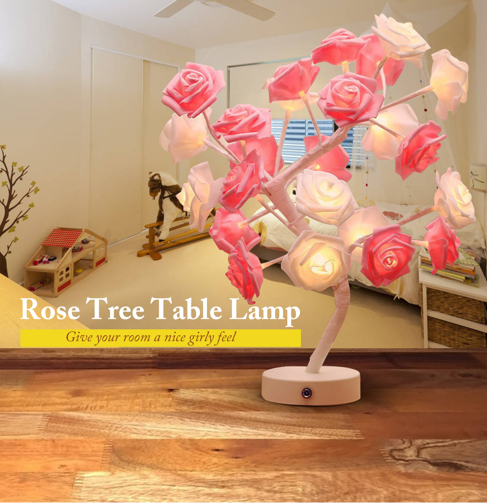 LED Table Lamp Lights Desk Flower Rose Tree