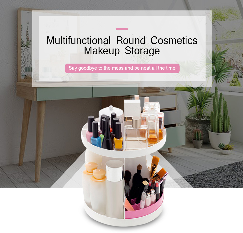 Multifunctional Round Cosmetics Makeup Storage Box