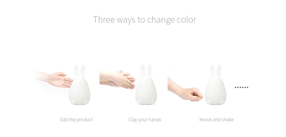 Silicone 7 Colors Touch Sensor LED Light Rechargeable Rabbit Lamp