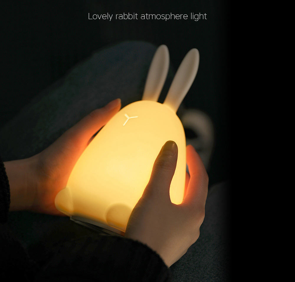 Silicone 7 Colors Touch Sensor LED Light Rechargeable Rabbit Lamp
