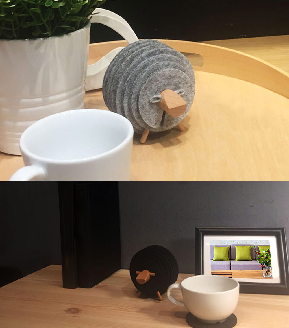 Cute Shape Anti Slip Drink Coasters Insulated Round Felt Cup Mats