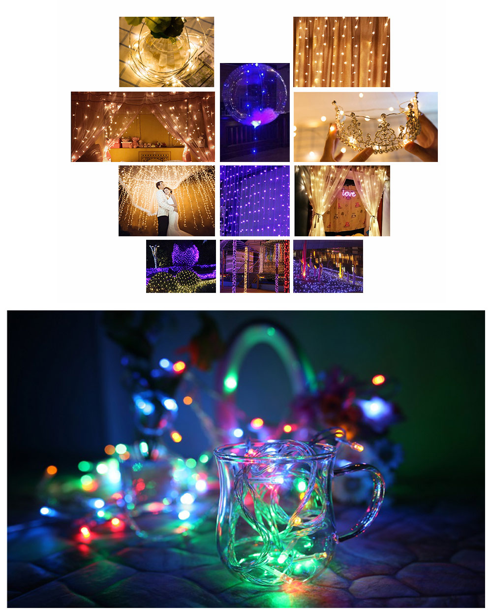 LED Remote Control USB Powered Copper Wire String Lights