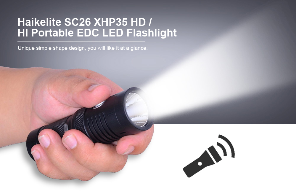 Haikelite SC26 XHP35 HD / HI 2050lm Portable EDC LED Flashlight with 26350 Tube