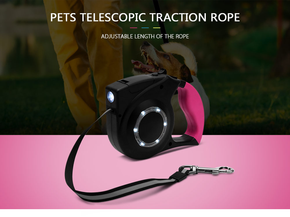Portable LED Telescopic Traction Rope for Pets Use with Nylon