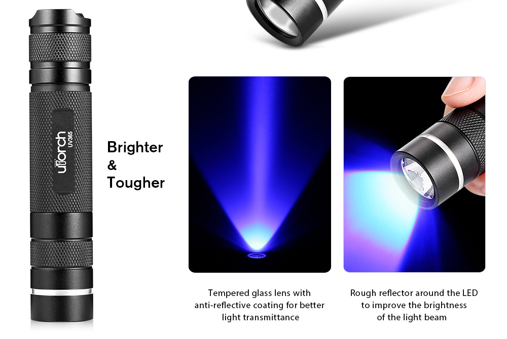 Utorch V9 Portable Waterproof 365nm Ultraviolet LED Flashlight