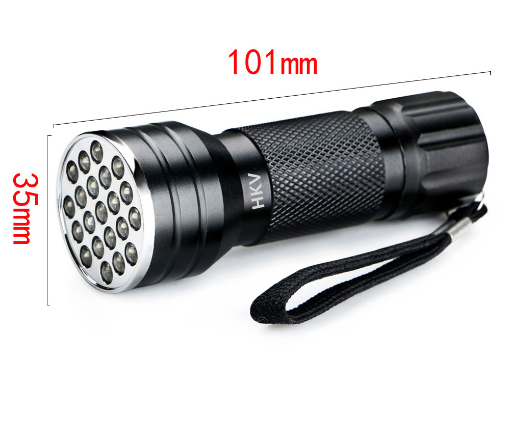 HKV UV LED Flashlight 21 Leds 395NM Ultra Violet Torch Light Lamp Detector for Dog Urine Pet Stains