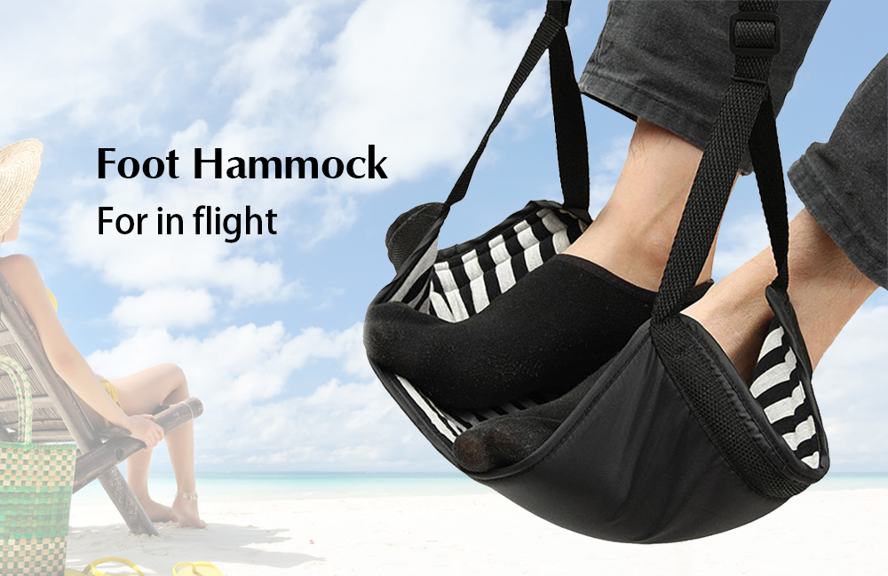 Portable Travel Footrest Flight Carry-on Foot Rest Adjustable Height Hammock