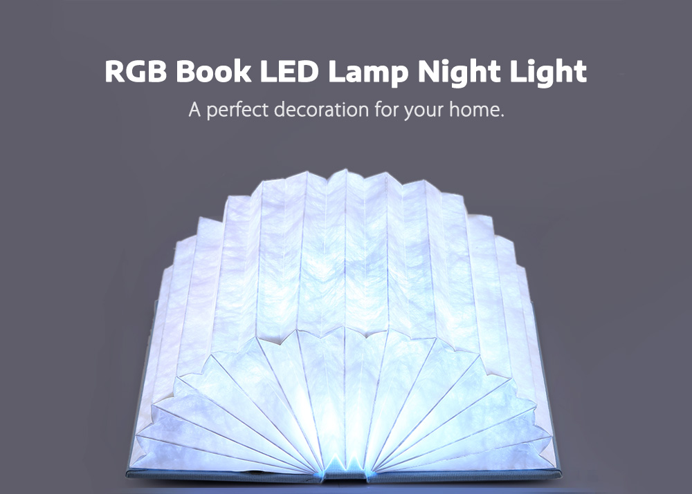 RGB Book LED Lamp Night Light Rechargeable USB for Bedroom