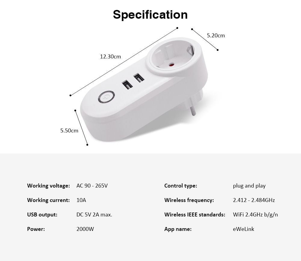 WiFi Smart Plug Remote Control Socket Work for Amazon Alexa / Google Home