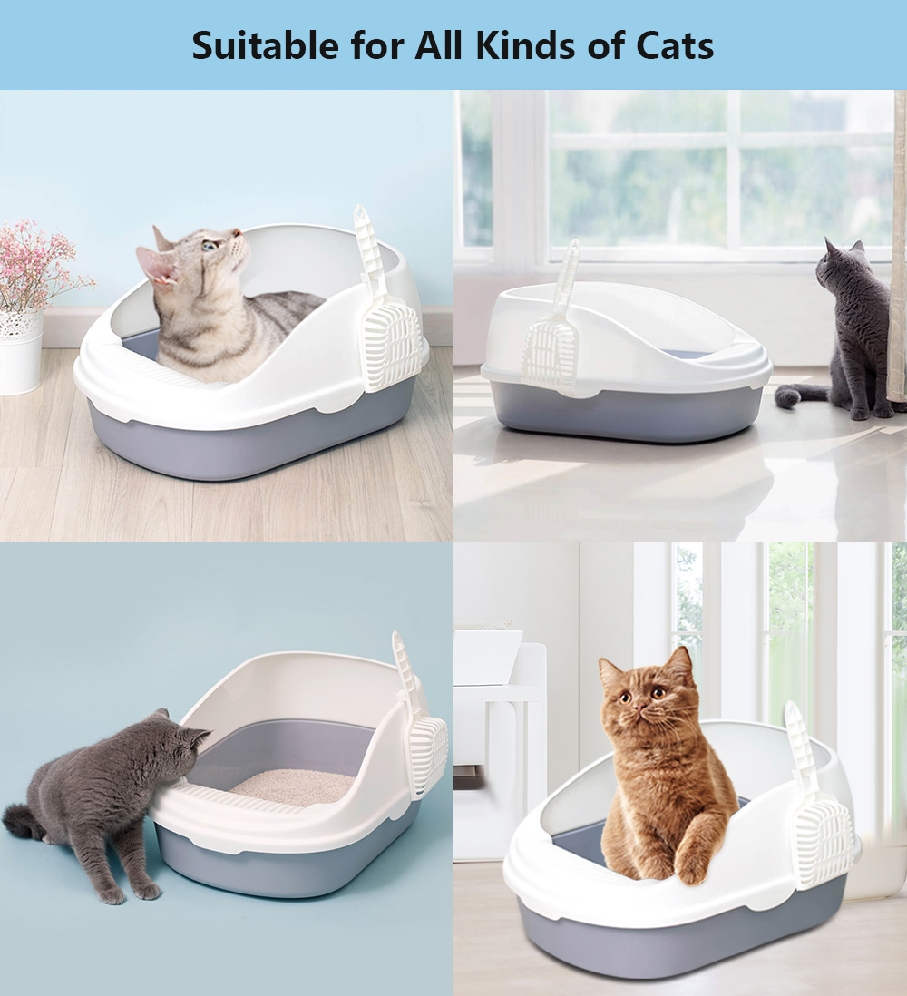 Clean Pet Open Top Large Cat Litter Box with Scoop