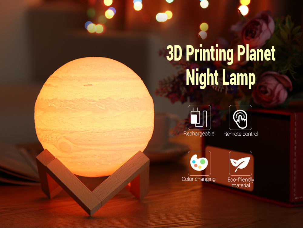 3D Printing Planet Light Night Lamp Remote Control for Bedroom