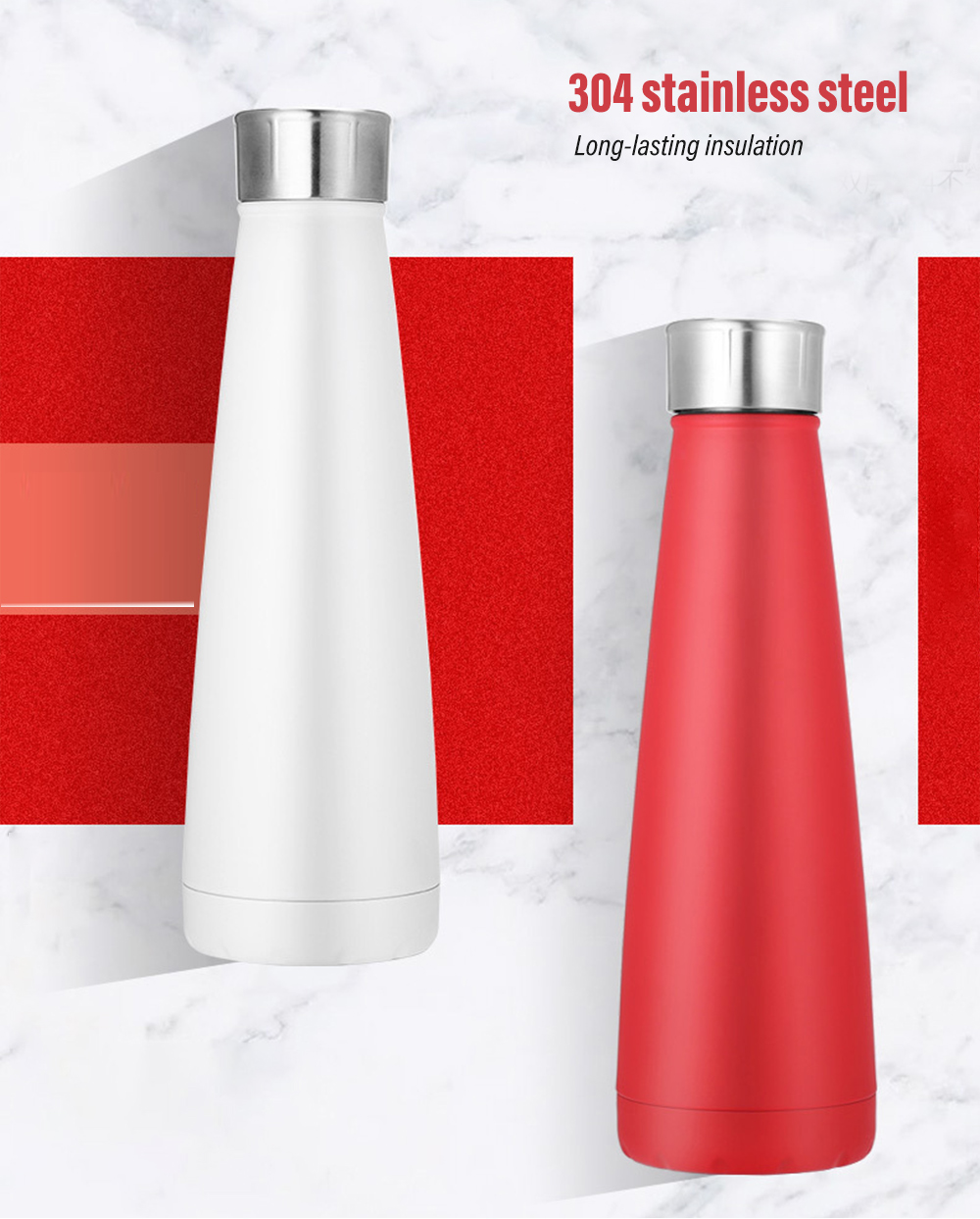 Double Layer Vacuum Cone Stainless Steel Thermos Cup