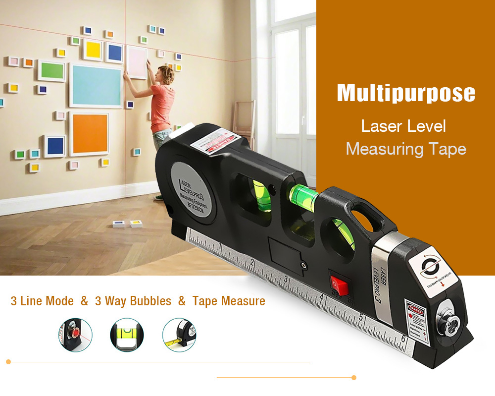 Multipurpose Level Laser Measure Line Adjusted Standard Metric Ruler