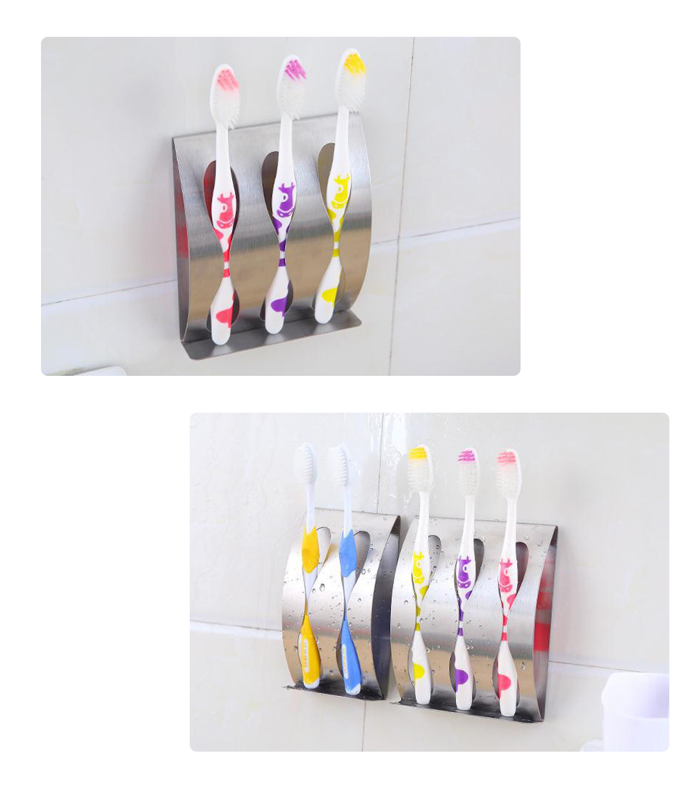 Free Punching Paste Wall Hanging Stainless Steel Toothbrush Holder