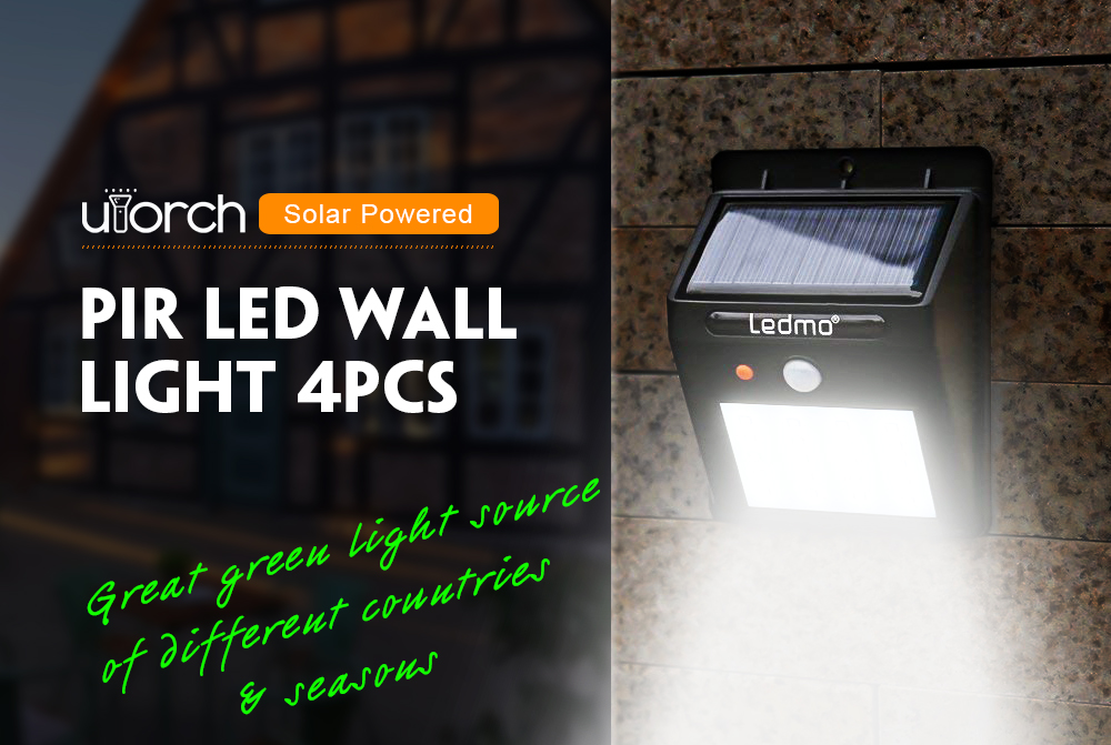 Utorch LED Solar Sensor Wall Light 4pcs