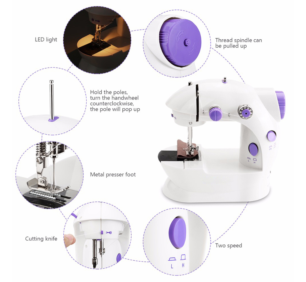 Electric Mini Sewing Overlock Dual Speed Household Machine