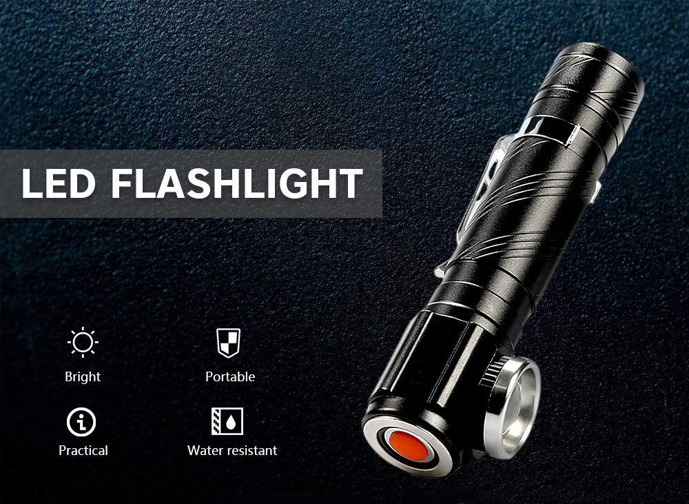 LED Flashlight with USB Port for Outdoor Camping