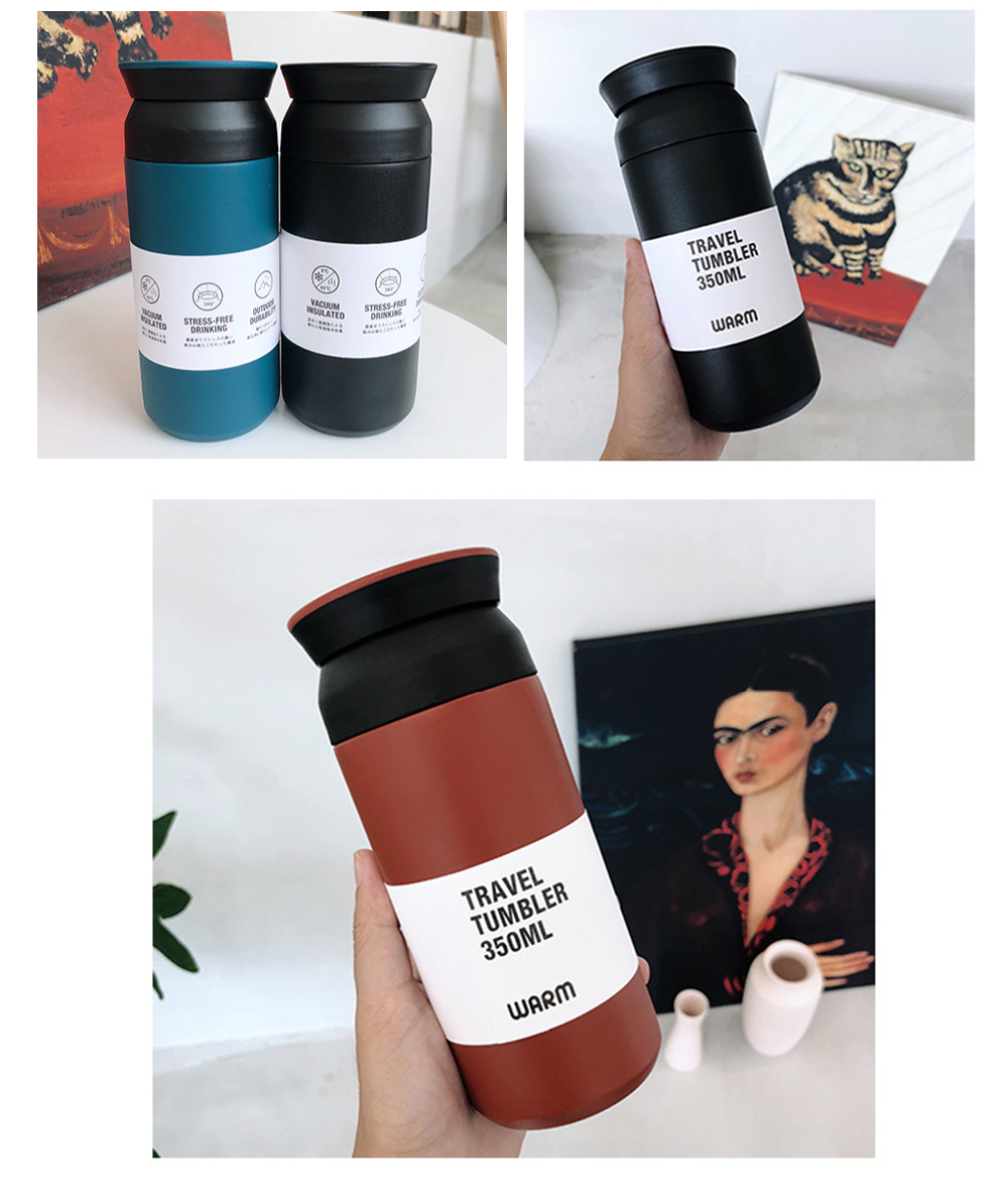 Stainless Steel Vacuum Flask Portable Simple Art Water Filter Cup