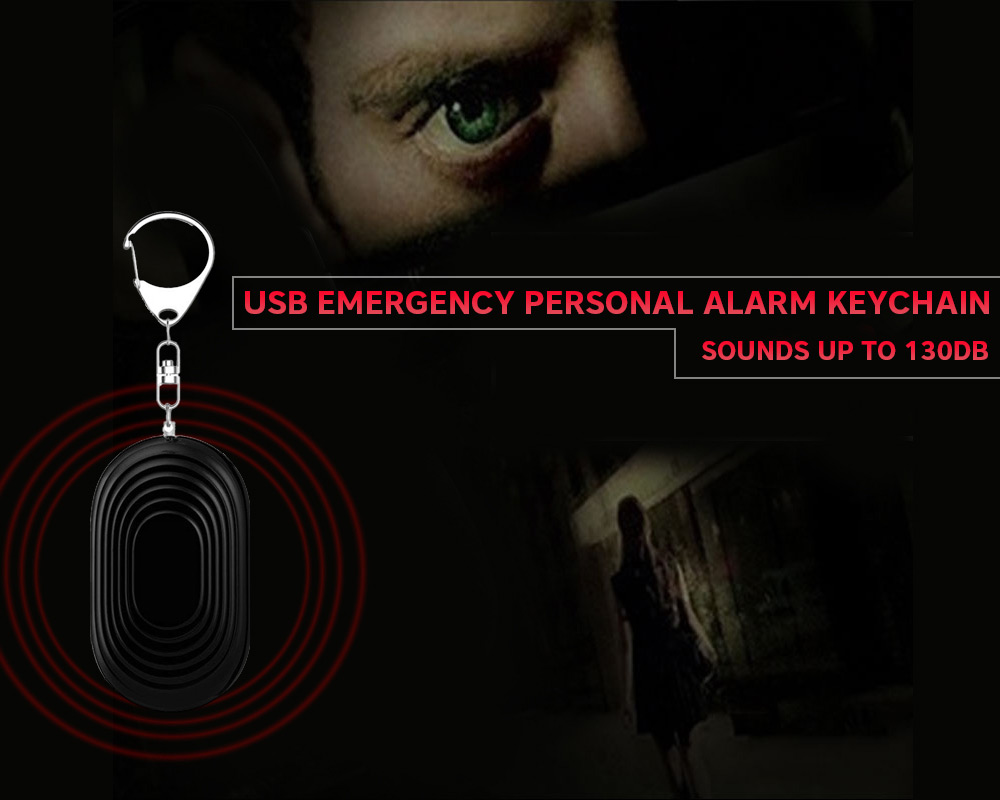 K25 USB Emergency Personal Alarm Keychain for Women Kids Girls