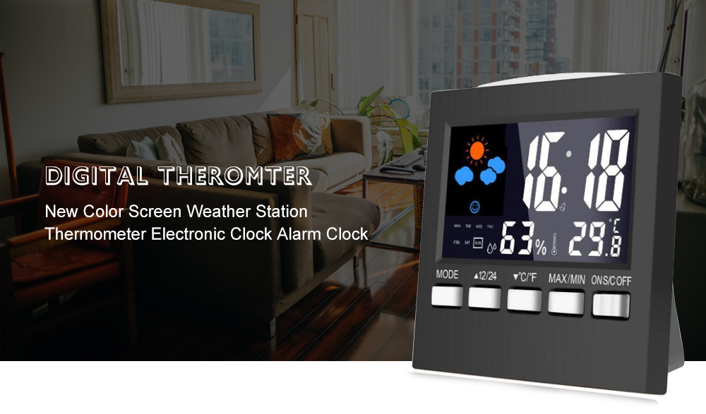 2159T Color Screen Weather Station Thermometer Electronic Alarm Clock