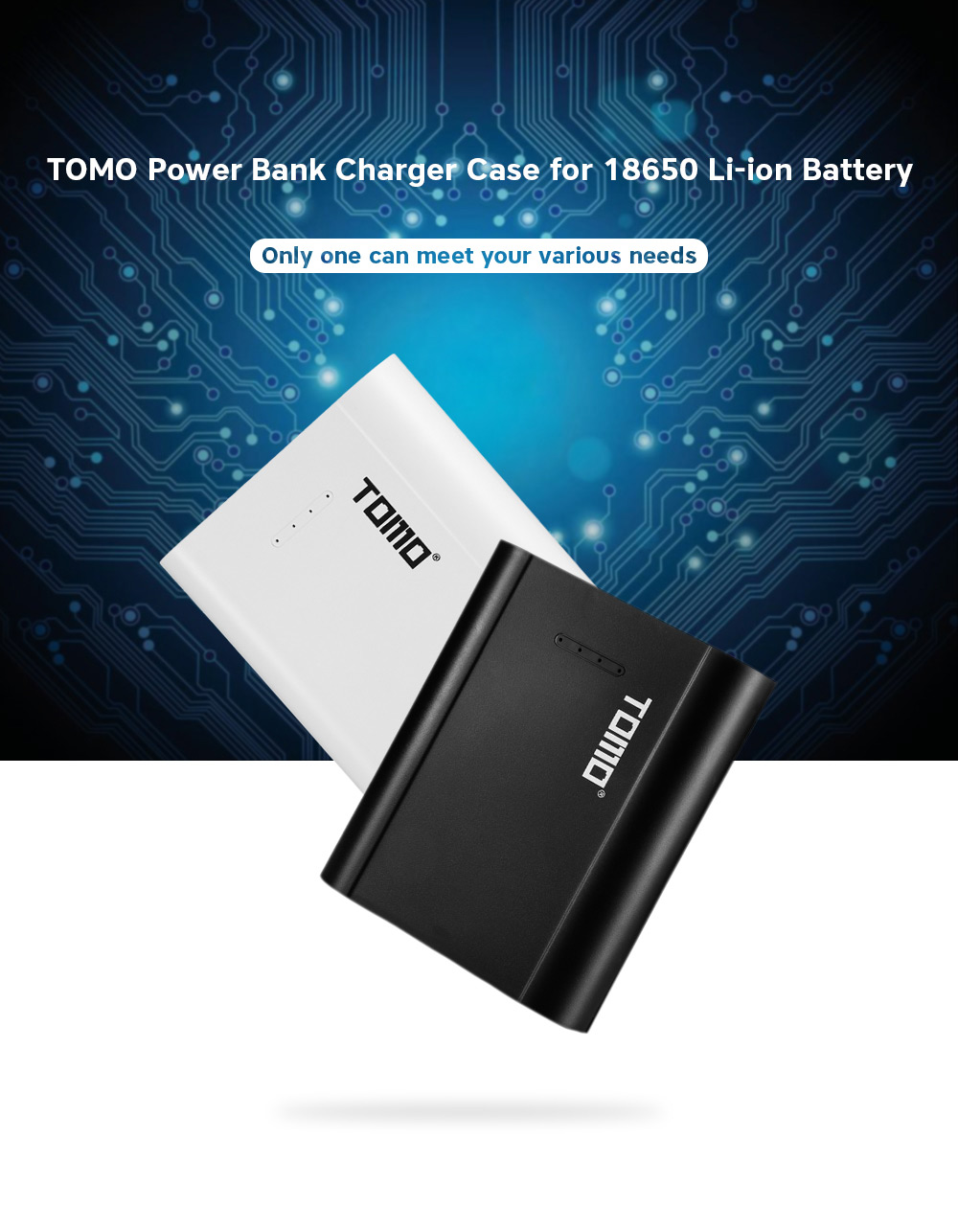 TOMO P4 Power Bank Dual USB Charger Case for 18650 Li-ion Battery