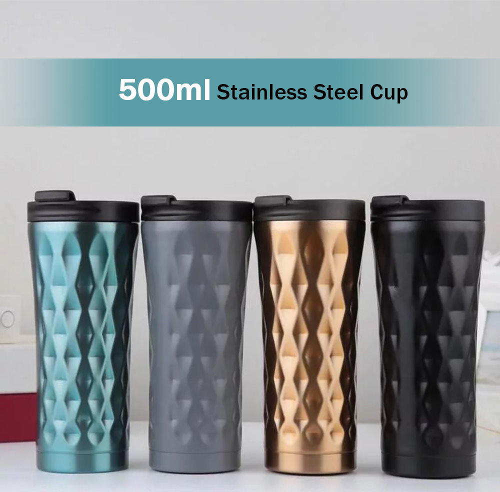 500ml Double-layer Stainless Steel Car Coffee Mug Thermos Vacuum Cup