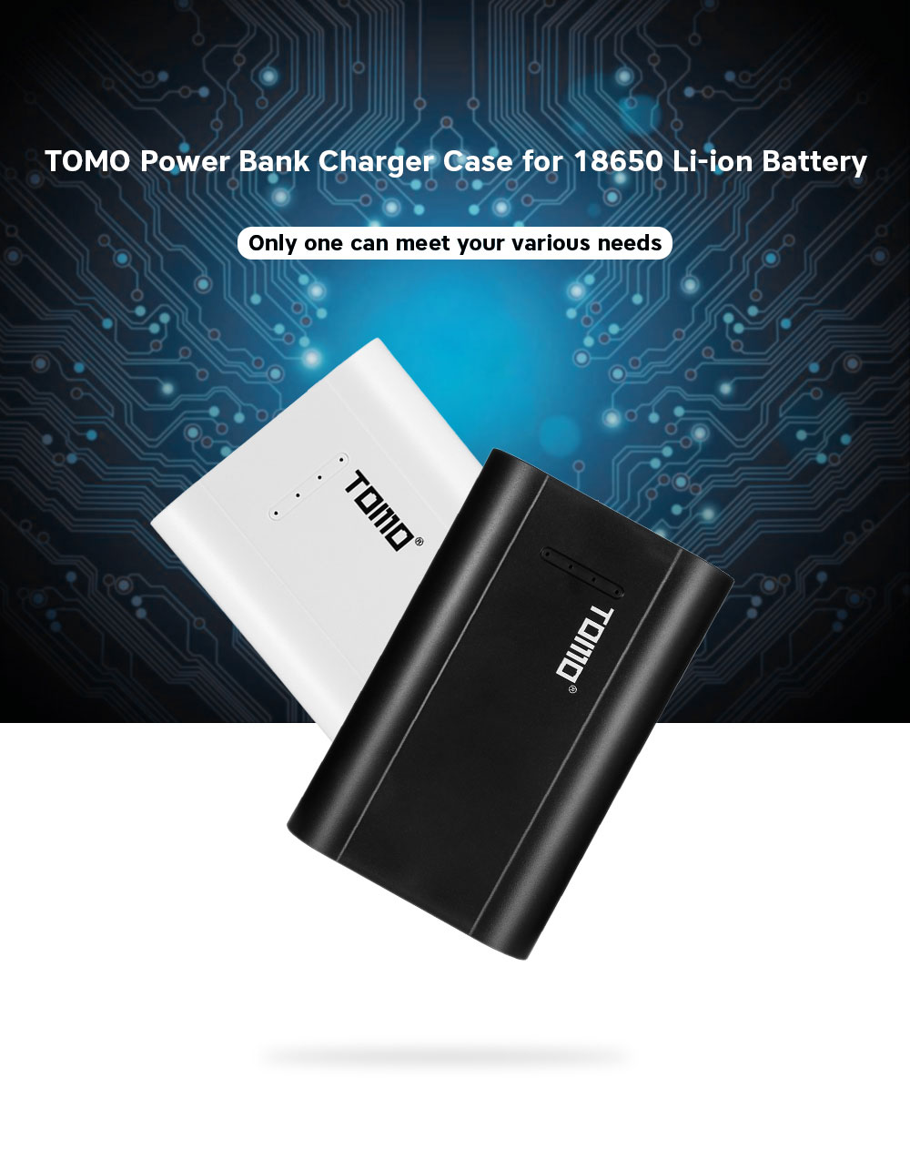 TOMO P3 Power Bank Dual USB Charger Case for 18650 Li-ion Battery