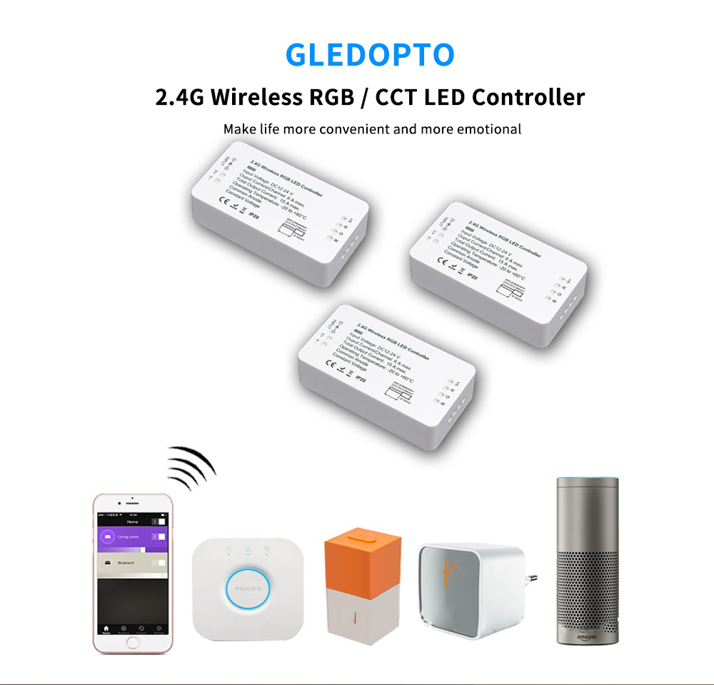 GLEDOPTO C - 008 ZIGBEE RGB / CCT LED Strip Controller DC 12 - 24V Compatible with Amazon Echo plus / Osram Lightify