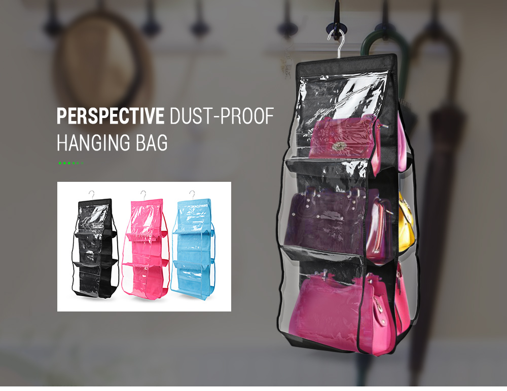 House 6 Pockets Perspective Dust-proof Hanging Wardrobe Multi-Layer Storage Bag