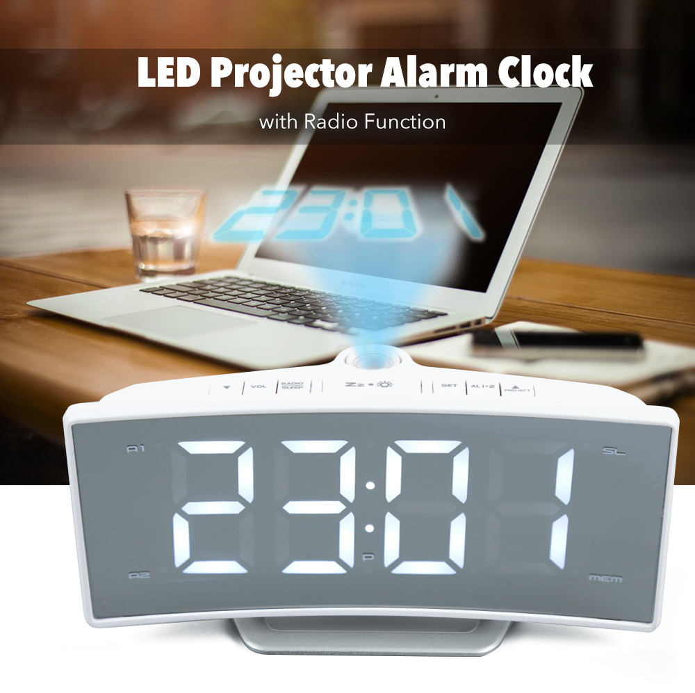 LED Projector Alarm Clock with Radio Function