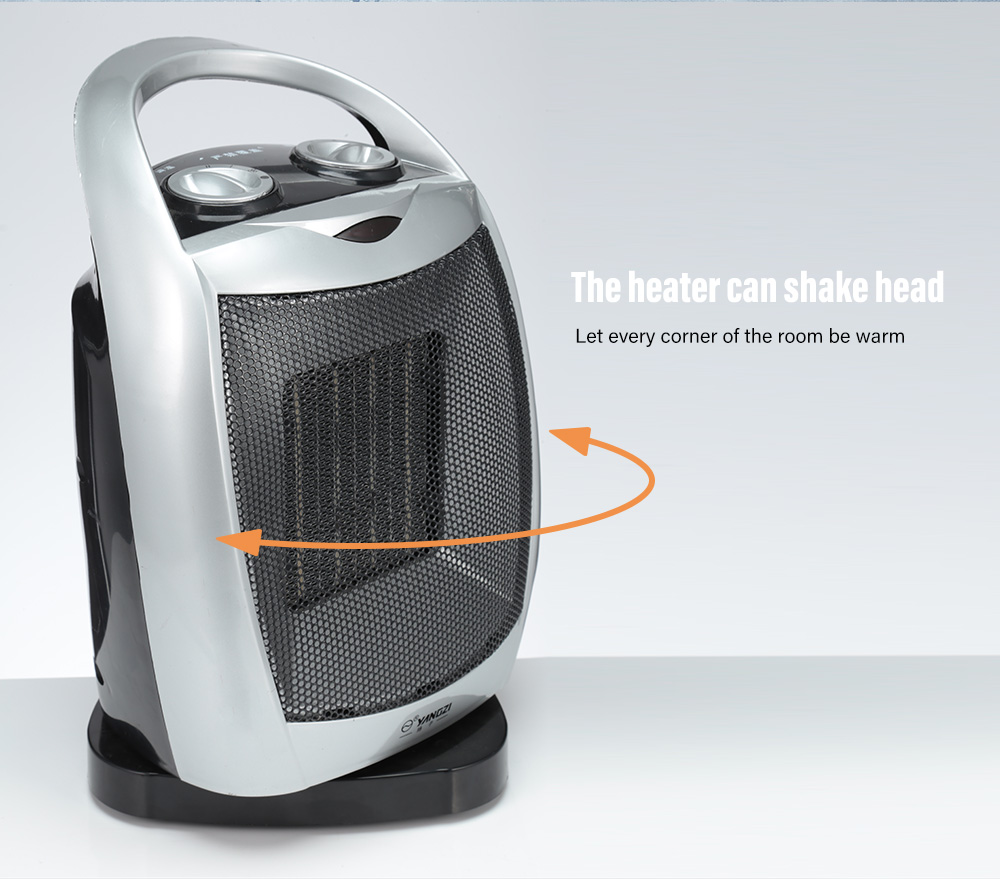 Portable Electric Shake Head Space Fan Heater with Handle