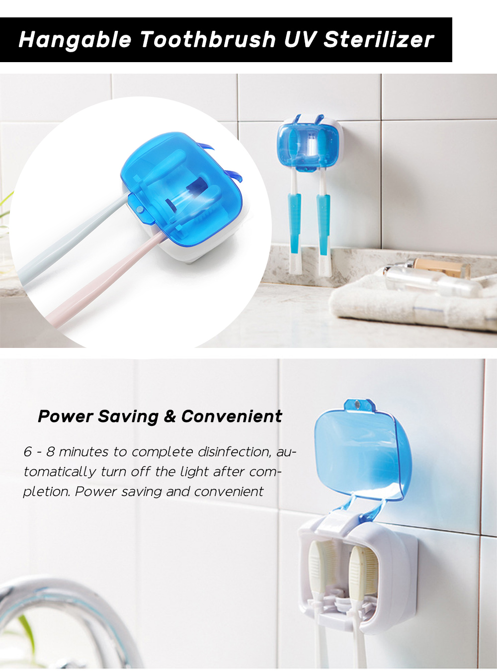 Hangable Toothbrush UV Disinfection Anti-bacteria Ultraviolet Sanitizer Cleaner
