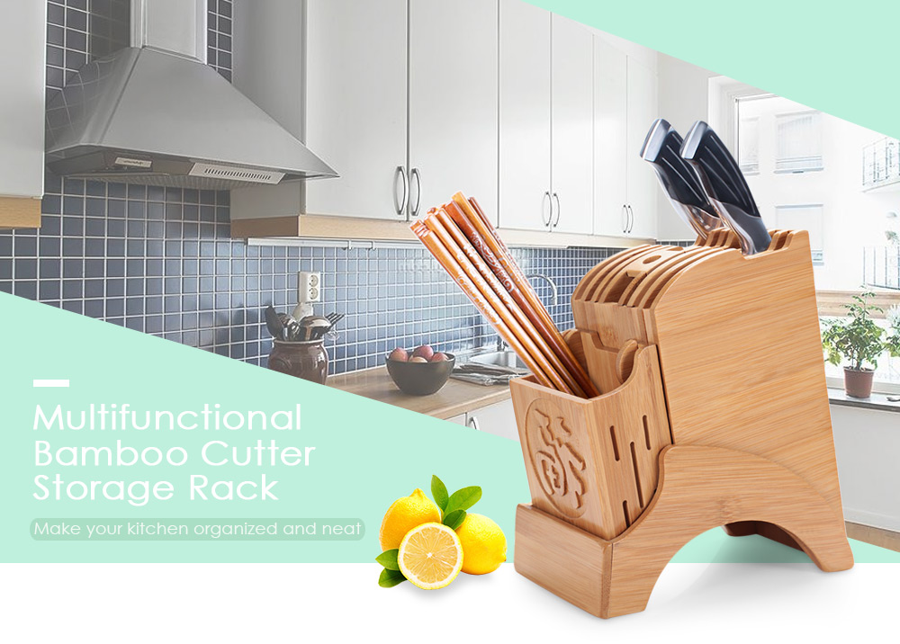 Multifunctional Bamboo Cutter Storage Rack Kitchenware