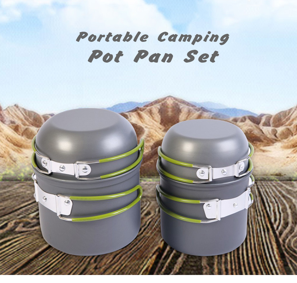 Camping Pot Pan Set Portable Cooking Tool Foldable Cookware with Carrying Bag