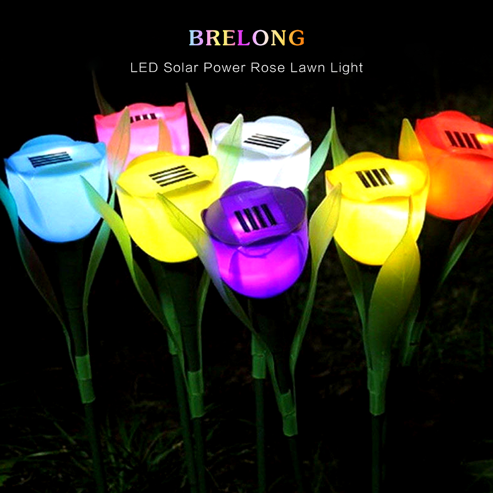 BRELONG LED Solar Power Rose Lawn Light