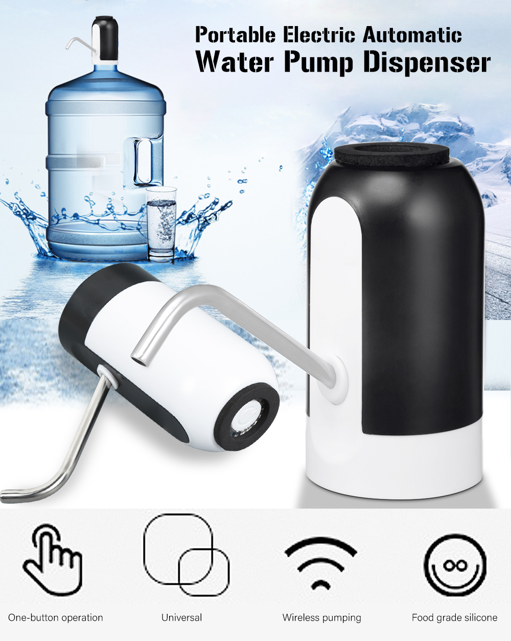 Portable Electric Automatic Water Pump Dispenser Gallon Drinking Bottle Switch