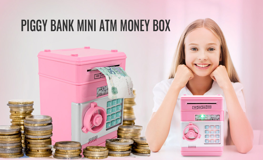 Saving Bank ATM Money Box Electronic Password Chewing Coin Cash Deposit Machine