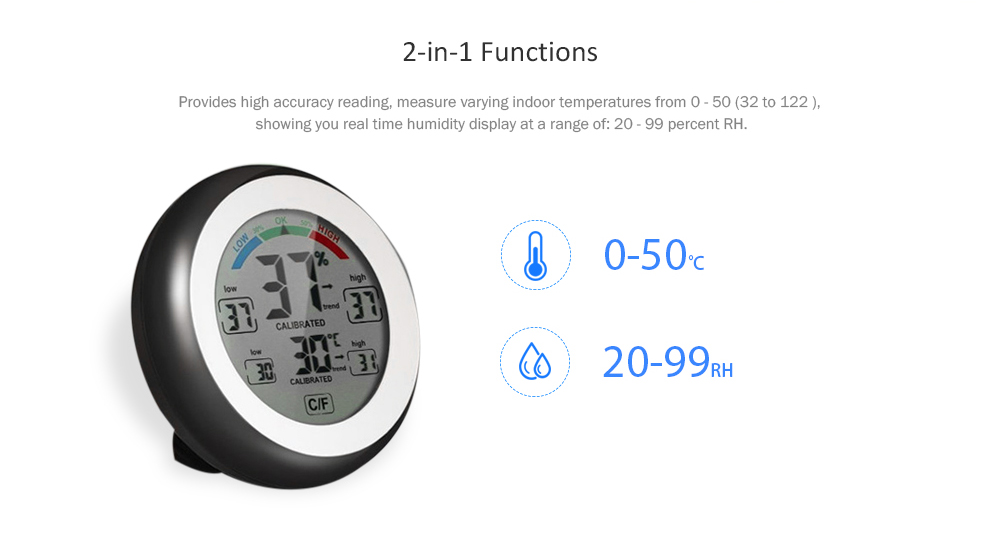 Digital Hygrometer Indoor Thermometer Humidity Monitor with LCD Touch Screen