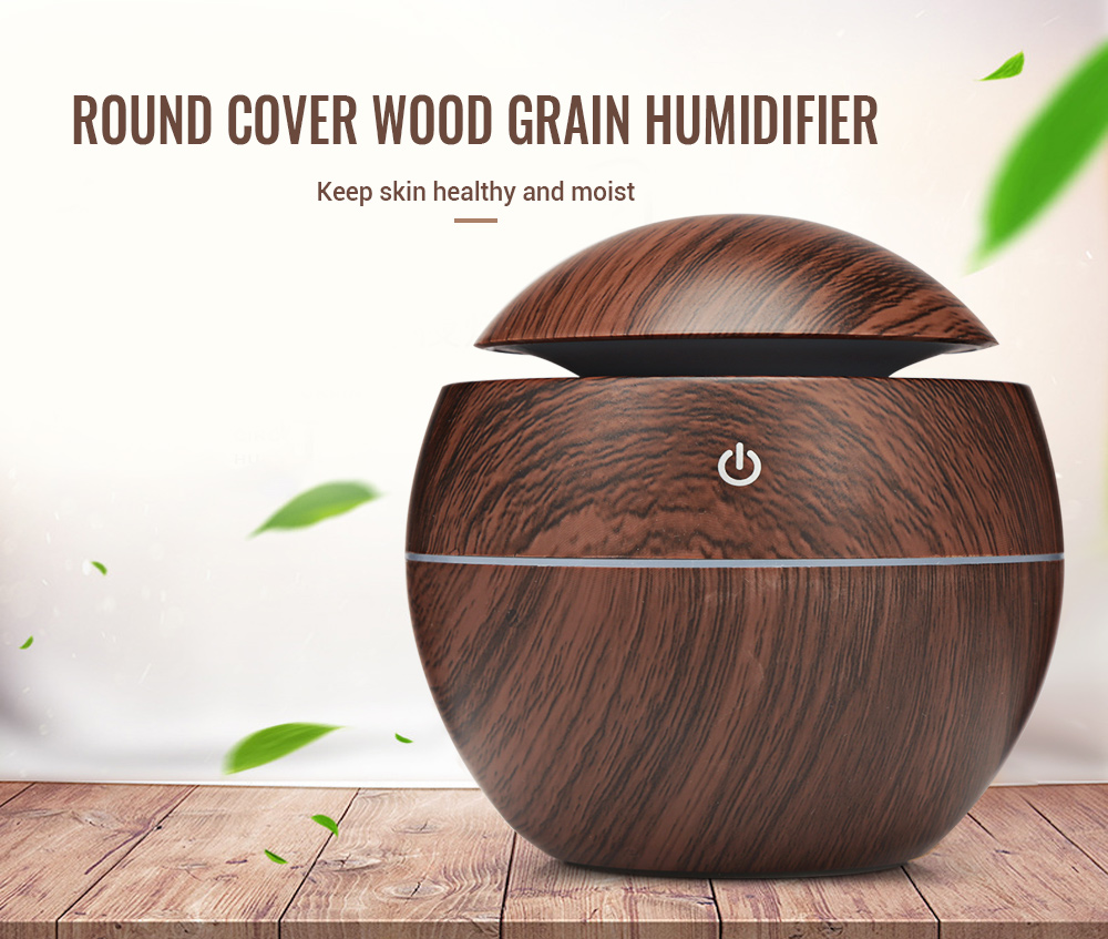 XBH - 035B Round Cover Wood Grain Humidifier Night Light Moisturizer Sprayer