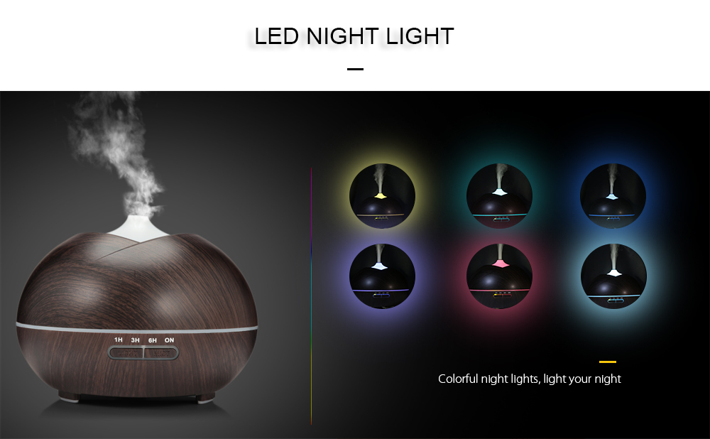 XBH - 1517 Wood Grain Aromatherapy Humidifier LED Night Light Atomizer